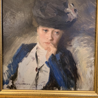 Касаткин Н.А., Портрет дамы в синем, 1910 г.